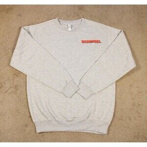 Marvel Deadpool Embroidered Logo Crewneck Sweatshirt (Medium) Gray NWOT